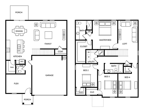 Sycamore - 4 Bedroom 2.5 Bath 2,338 Sq. Ft. Floor Plan at Beacon at Vine Creek, Pflugerville, 78660