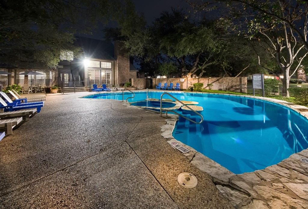 the swimming pool at night at the resort at night