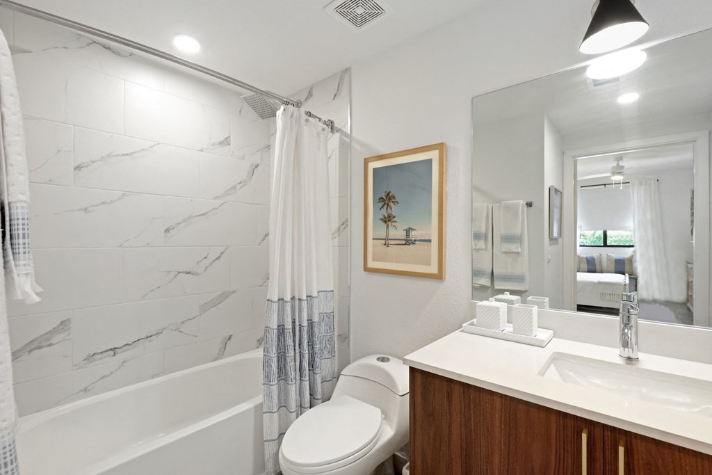 Bathroom in B1 Floor Plan with large tub at Westgate on University in Lauderhill, FL