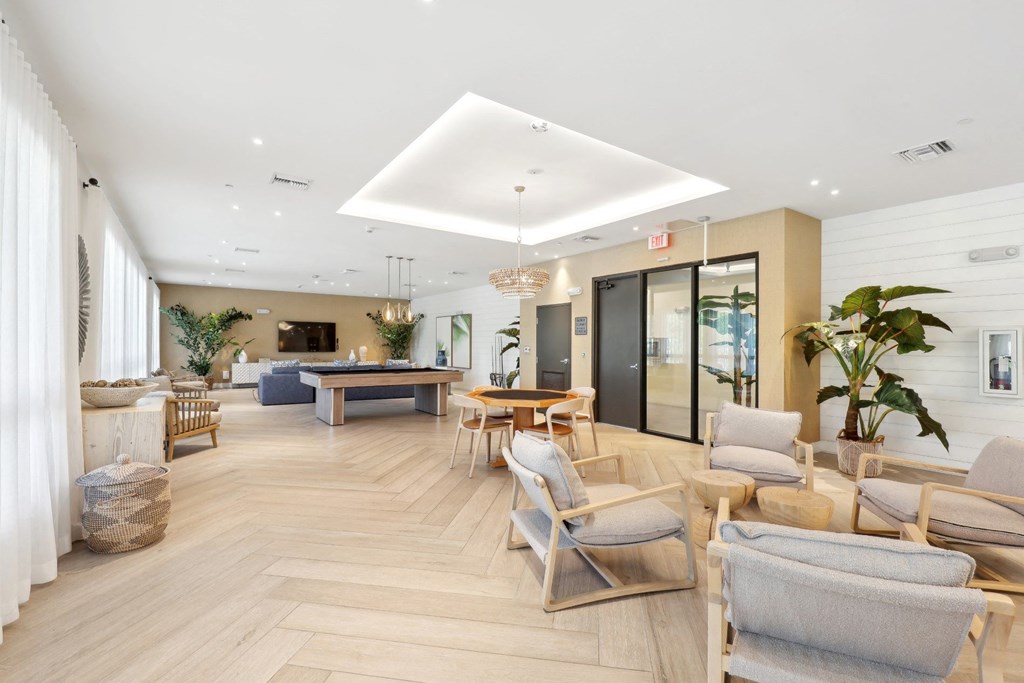 Full View of the Resident Social and Gaming Lounge at Westgate on University in Lauderhill, FL