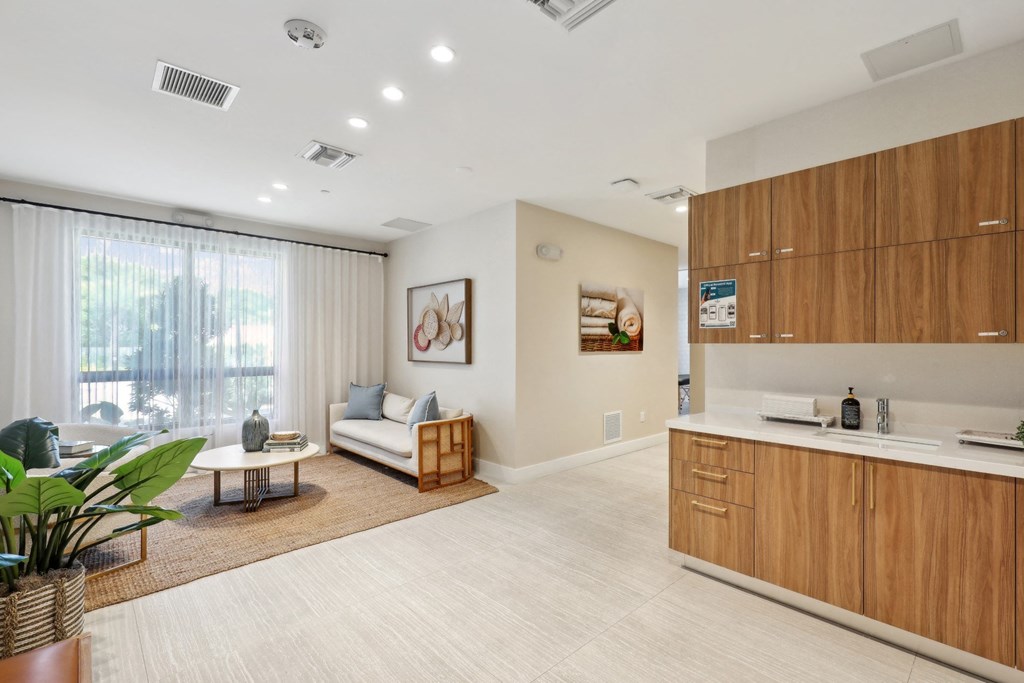 Zen Suites waiting area with seating at Westgate on University in Lauderhill, FL