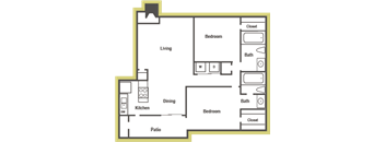B2 Floorplan at Walnut Creek Crossing Apartments