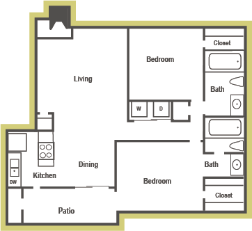 B2 Floorplan at Walnut Creek Crossing Apartments