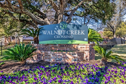 Front Monument Sign at Walnut Creek Crossing Apartments in Austin, Texas, TX