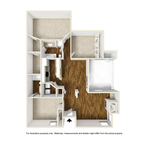 Oakmont C1 3D Floorplan at Westdale Hills, Euless TX