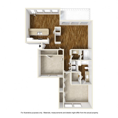 Pinehurst B2 3D Floorplan at Westdale Hills, Euless TX