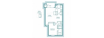 A3 floor plan, 675sqft, 1 bed, 1 bath, at Westdale Creek apartments in Austin, TX