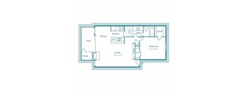 A5 floor plan 818sqft, 1 bed, 1 bath, at Westdale Creek apartments in Austin, TX