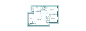 B1 floor plan, 1,088sqft, 2 bed, 2 bath, at Westdale Creek apartments in Austin, TX