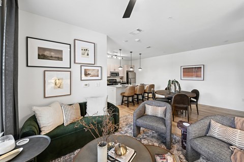 Living Room of Model Unit at Whispering Pines in Euless, TX