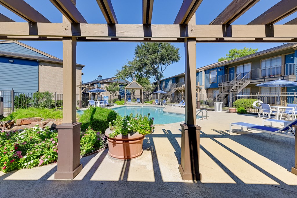 our apartments offer a swimming pool and a patio