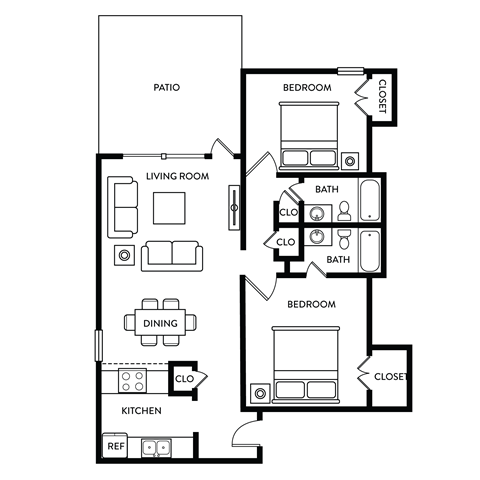 Floor Plan B2 at Woodlands of Plano Apartments in Plano, TX