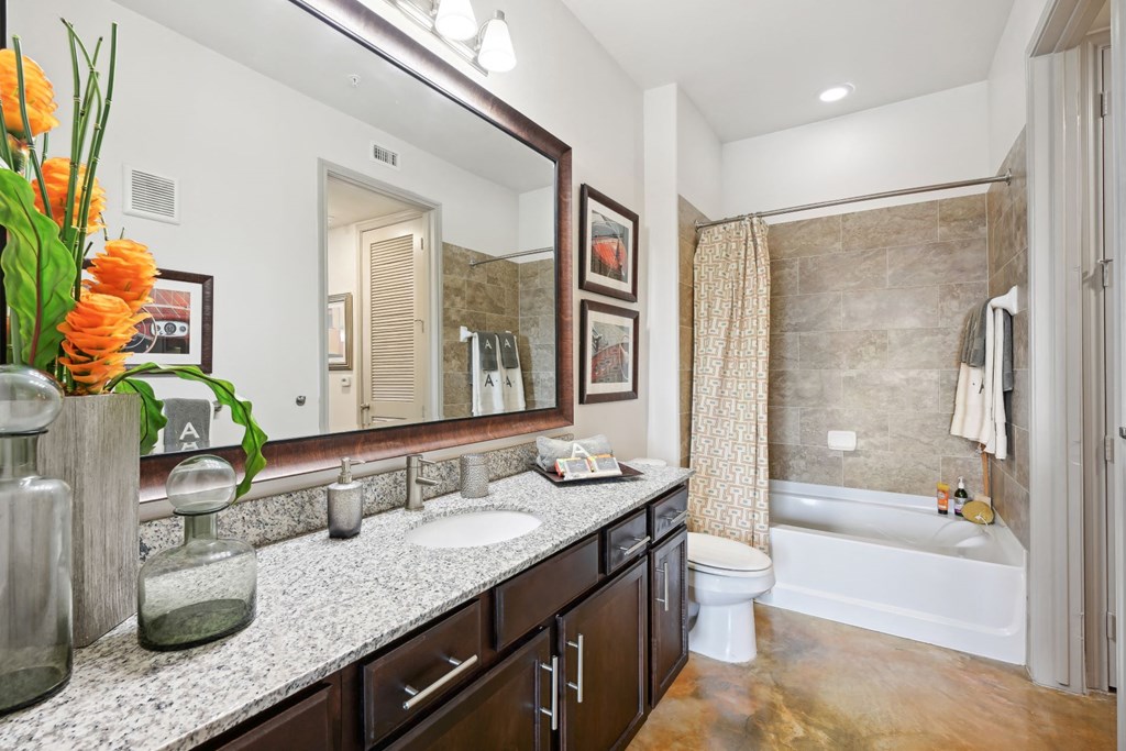 a bathroom at Allusion at West University, Houston, TX
