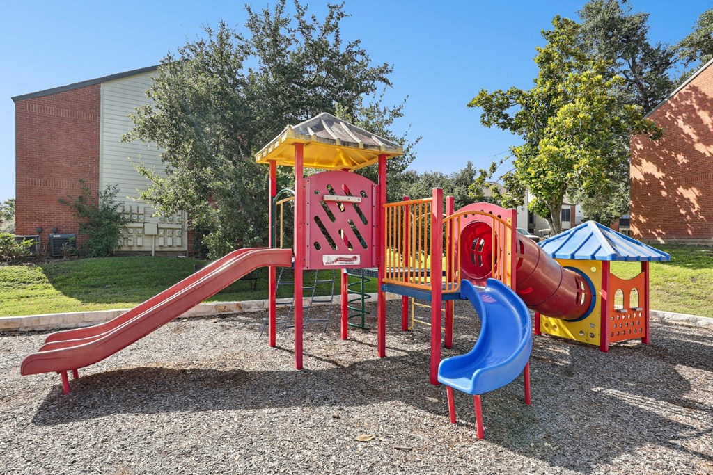 Playground with slides at Hunters Chase in Austin, TX