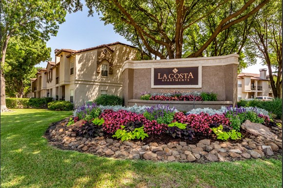 La Costa Apartments 6100 Ohio Drive Plano Tx Rentcafé Monument Sign At La Costa Apartments In Plano Te