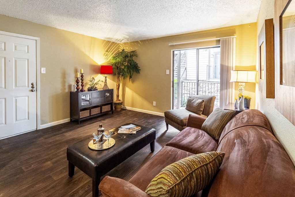 Living Room View at The Hollows Apartments in San Antonio, TX