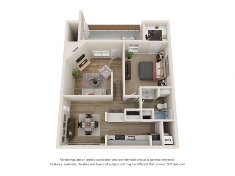 A4 floor plan of Vine Apartment in Arlington, TX