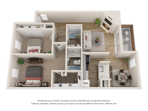 B1 floor plan of Vine Apartment in Arlington, TX