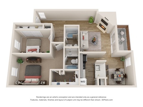 B2 floor plan of Vine Apartment in Arlington, TX