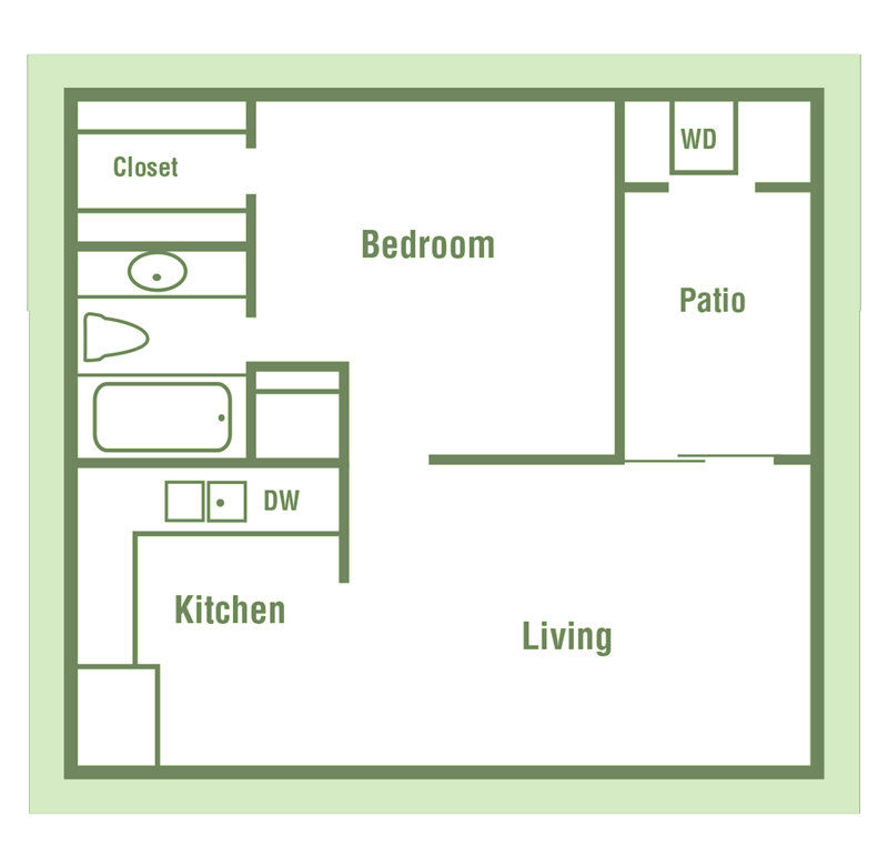 A1 Floor Plan at Walnut Creek Crossing Apartments in Austin, Texas, TX