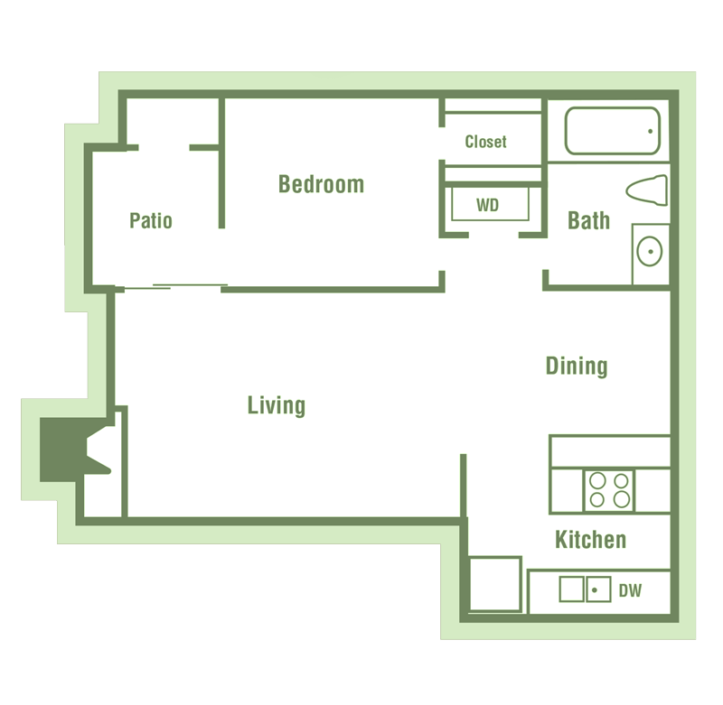A2 Floor Plan at Walnut Creek Crossing Apartments in Austin, Texas, TX