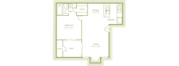 2d photo of A2 floor plan with 1 bed and 1 bath, 570sqft at Westdale Parke Apartments in Austin, TX