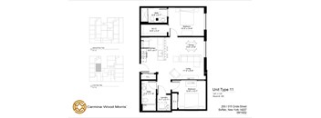A floor plan for a unit type 11 apartment by Carmina Wood Morris.