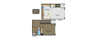 1 Bedroom 1 Bath Floor Plan