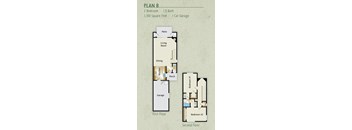 2 Bedroom 1.5 Bath Floorplan with Loft