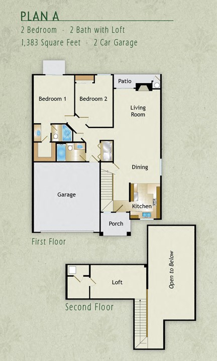 2 Bedroom 2 Bath Floorplan