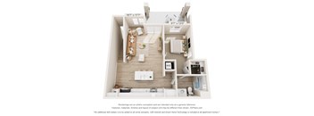 a 1 bedroom floor plan with a bathroom and a living room