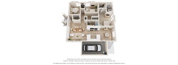 a 3 bedroom floor plan of a 2100 sq ft apartment