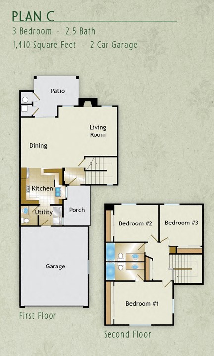 3 Bedroom 2 Bath Floorplan