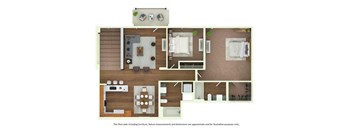 the floor plan of this apartment has a bedroom and living room