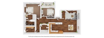 the floor plan of this apartment has a bedroom and living room