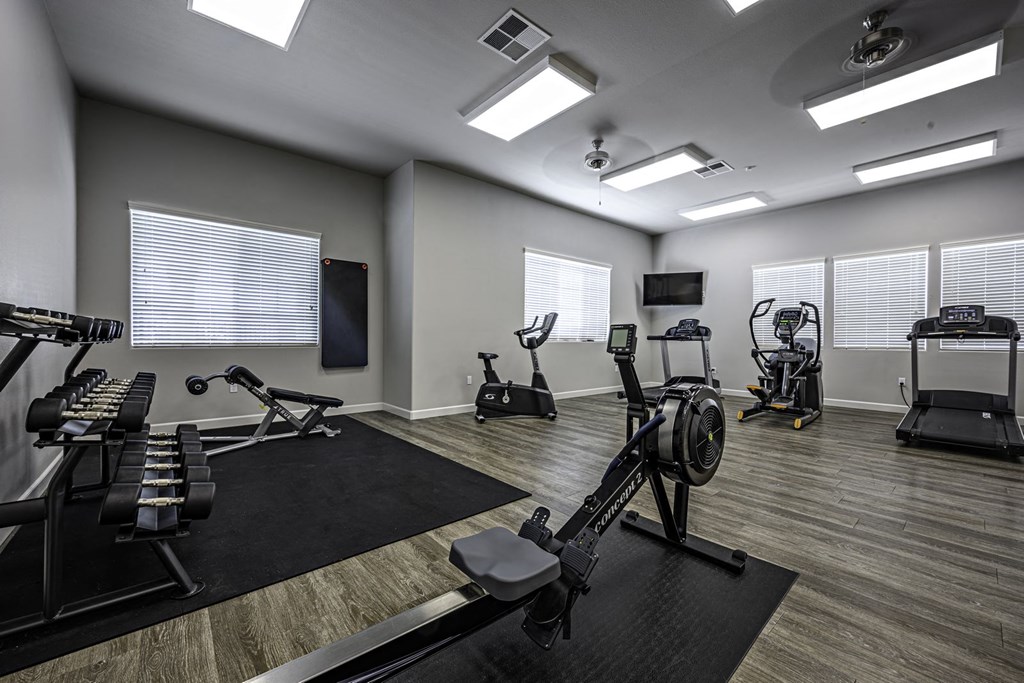 the gym at the flats at big tex apartments