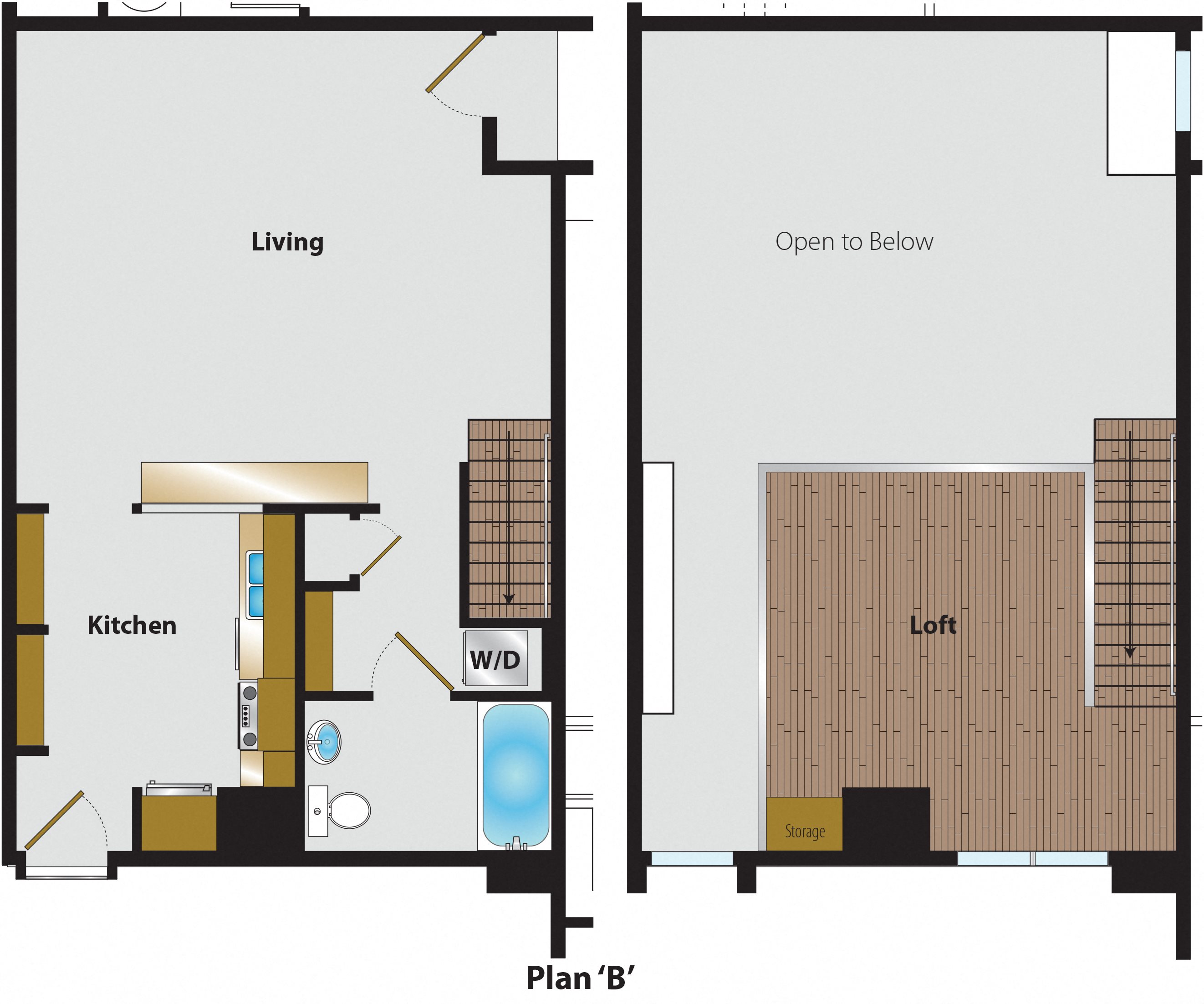 1 Bedroom Loft Floor Plan B