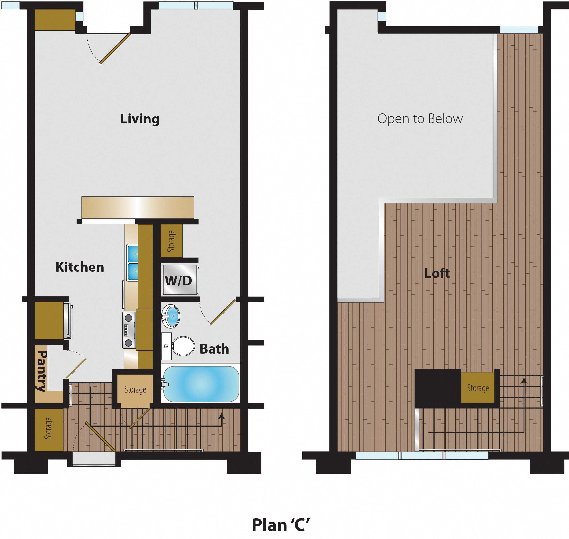 1 Bedroom Loft Floor Plan C