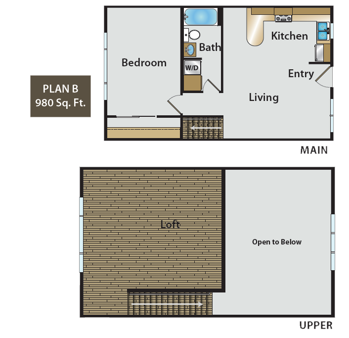 1 Bedroom Loft Floor Plan