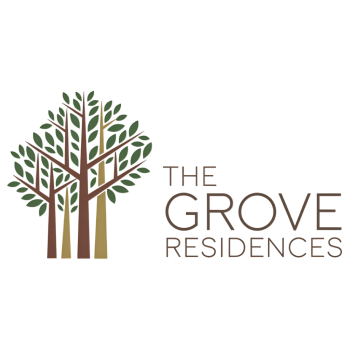 A logo for The Grove Residences features a stylized tree.