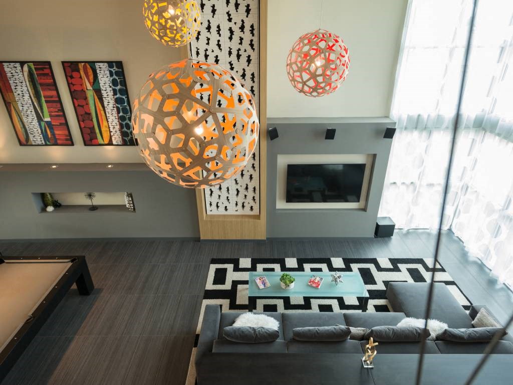 Tv area, looking down toward lobby area.