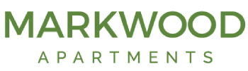 The image is a logo for Markwood Apartments.