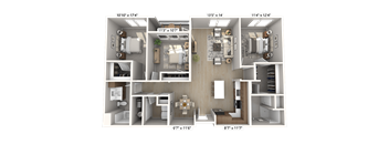 A floor plan of a house with six different layouts.