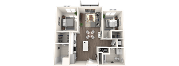 A 11'3" x 13'1" floor plan of a house with a kitchen, living room, dining room, and two bedrooms.