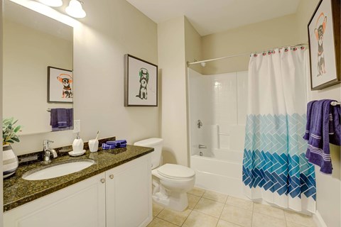 A bathroom with a toilet, sink, and shower.