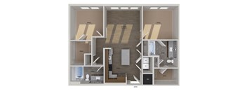 A floor plan of a house with labeled rooms such as dining room, kitchen, and bathroom.