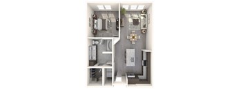 A 3D rendered image of a bathroom.