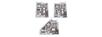 Four different floor plans of a house are shown.
