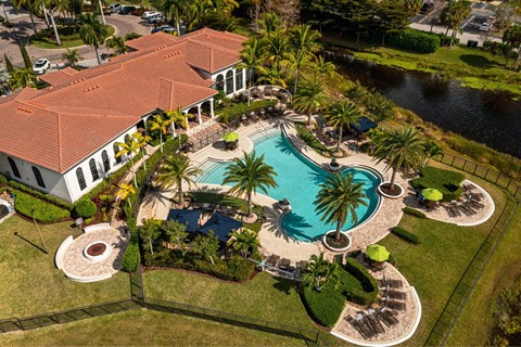 A large house with a pool in the backyard.