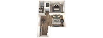 a floor plan of a bedroom with a bathroom and a living room